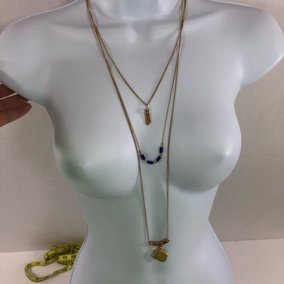 Triple Strand Stone Boho Necklace - Picture 2 of 5